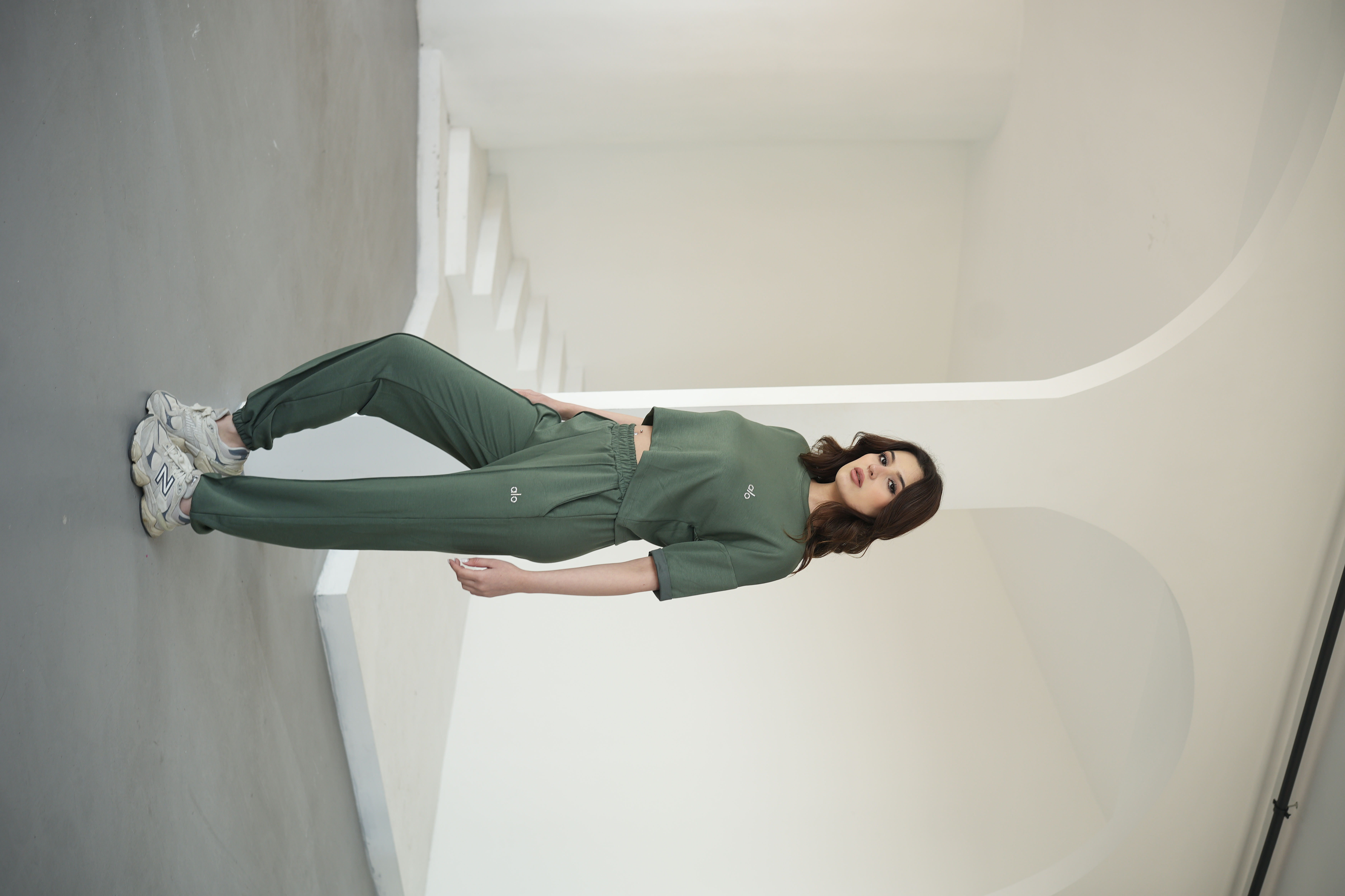 "Alo" Yazı Detaylı Modal Kumaş Yeşil Kadın İkili Eşofman Takımı ek resim