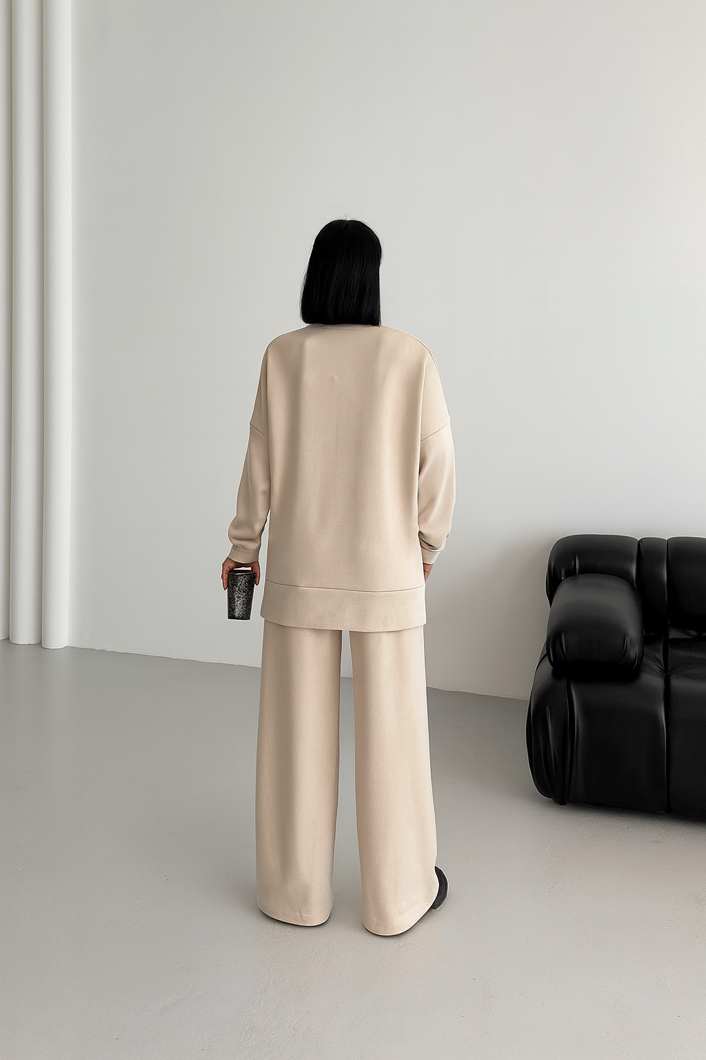 Bej Ultra Premium Soft Touch Biyeli Basic Takım ek resim